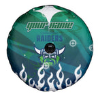 Personalized Canberra Raiders Spare Tire Cover Y2K Grunge Aesthetic With Cyber Flames and Starburst Graphics