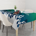 Personalized Canberra Raiders Tablecloth Y2K Grunge Aesthetic With Cyber Flames and Starburst Graphics