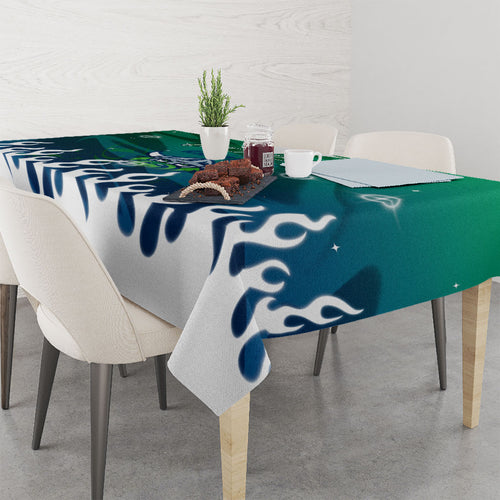 Personalized Canberra Raiders Tablecloth Y2K Grunge Aesthetic With Cyber Flames and Starburst Graphics