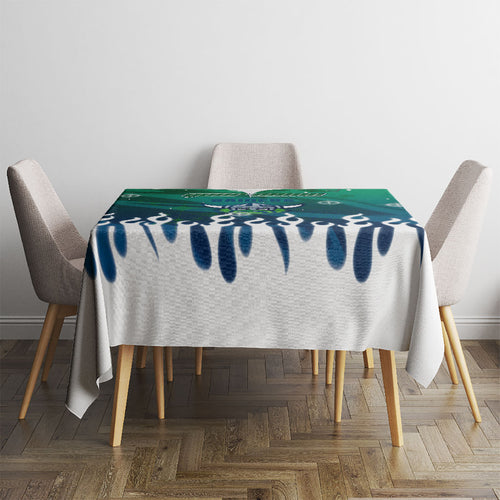 Personalized Canberra Raiders Tablecloth Y2K Grunge Aesthetic With Cyber Flames and Starburst Graphics