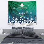 Personalized Canberra Raiders Tapestry Y2K Grunge Aesthetic With Cyber Flames and Starburst Graphics