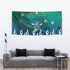 Personalized Canberra Raiders Tapestry Y2K Grunge Aesthetic With Cyber Flames and Starburst Graphics