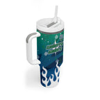 Personalized Canberra Raiders Tumbler With Handle Y2K Grunge Aesthetic With Cyber Flames and Starburst Graphics