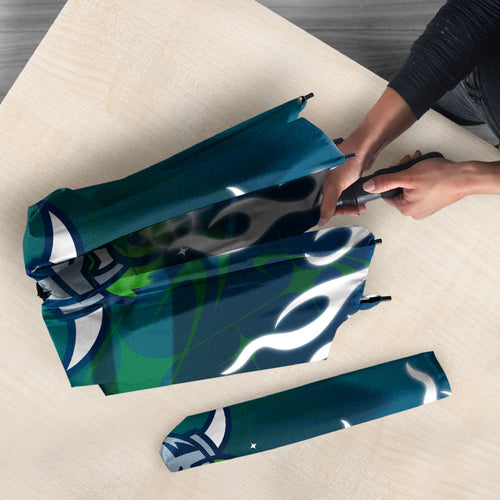 Personalized Canberra Raiders Umbrella Y2K Grunge Aesthetic With Cyber Flames and Starburst Graphics