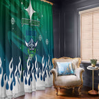 Personalized Canberra Raiders Window Curtain Y2K Grunge Aesthetic With Cyber Flames and Starburst Graphics