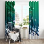 Personalized Canberra Raiders Window Curtain Y2K Grunge Aesthetic With Cyber Flames and Starburst Graphics