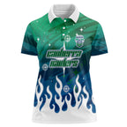 Personalized Canberra Raiders Women Polo Shirt Y2K Grunge Aesthetic With Cyber Flames and Starburst Graphics
