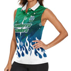 Personalized Canberra Raiders Women Sleeveless Polo Shirt Y2K Grunge Aesthetic With Cyber Flames and Starburst Graphics