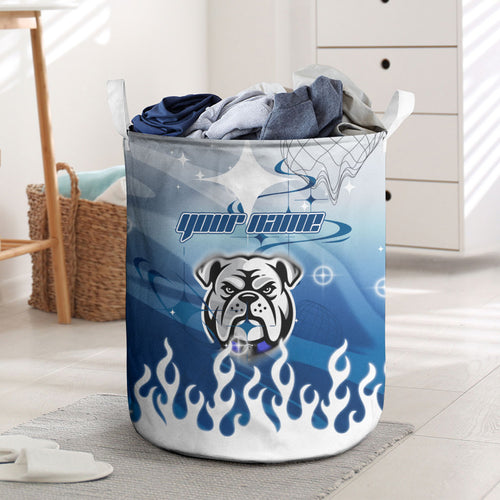 Personalized Canterbury Bankstown Bulldogs Laundry Basket Y2K Grunge Aesthetic With Cyber Flames and Starburst Graphics