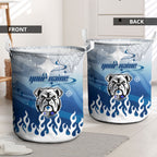 Personalized Canterbury Bankstown Bulldogs Laundry Basket Y2K Grunge Aesthetic With Cyber Flames and Starburst Graphics