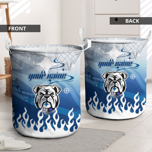 Personalized Canterbury Bankstown Bulldogs Laundry Basket Y2K Grunge Aesthetic With Cyber Flames and Starburst Graphics