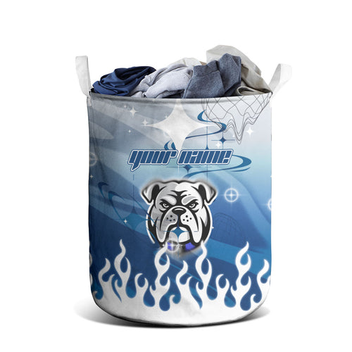 Personalized Canterbury Bankstown Bulldogs Laundry Basket Y2K Grunge Aesthetic With Cyber Flames and Starburst Graphics