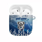 Personalized Canterbury Bankstown Bulldogs AirPods Case Y2K Grunge Aesthetic With Cyber Flames and Starburst Graphics