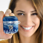 Personalized Canterbury Bankstown Bulldogs AirPods Case Y2K Grunge Aesthetic With Cyber Flames and Starburst Graphics
