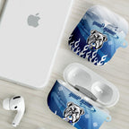 Personalized Canterbury Bankstown Bulldogs AirPods Case Y2K Grunge Aesthetic With Cyber Flames and Starburst Graphics