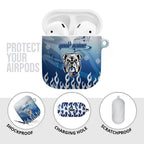 Personalized Canterbury Bankstown Bulldogs AirPods Case Y2K Grunge Aesthetic With Cyber Flames and Starburst Graphics