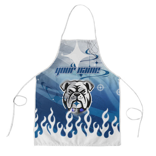Personalized Canterbury Bankstown Bulldogs Apron Y2K Grunge Aesthetic With Cyber Flames and Starburst Graphics