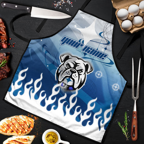 Personalized Canterbury Bankstown Bulldogs Apron Y2K Grunge Aesthetic With Cyber Flames and Starburst Graphics