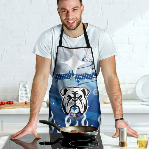Personalized Canterbury Bankstown Bulldogs Apron Y2K Grunge Aesthetic With Cyber Flames and Starburst Graphics