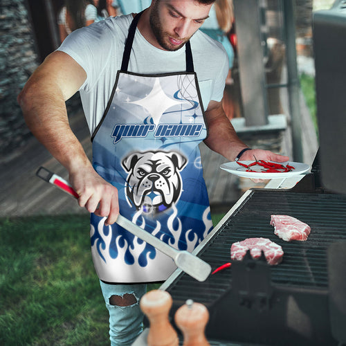 Personalized Canterbury Bankstown Bulldogs Apron Y2K Grunge Aesthetic With Cyber Flames and Starburst Graphics