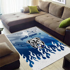 Personalized Canterbury Bankstown Bulldogs Area Rug Y2K Grunge Aesthetic With Cyber Flames and Starburst Graphics