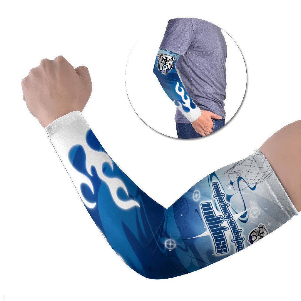 Personalized Canterbury Bankstown Bulldogs Arm Sleeves Y2K Grunge Aesthetic With Cyber Flames and Starburst Graphics