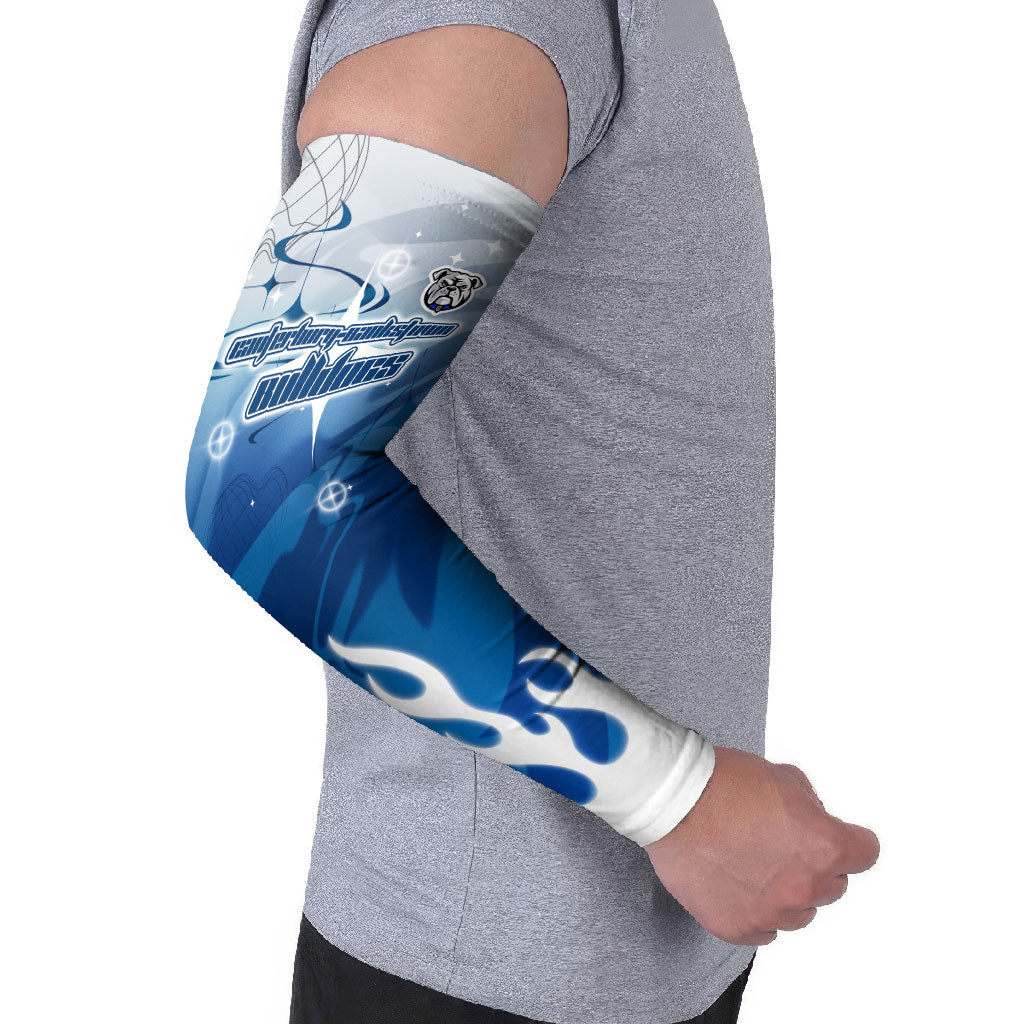 Personalized Canterbury Bankstown Bulldogs Arm Sleeves Y2K Grunge Aesthetic With Cyber Flames and Starburst Graphics
