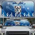 Personalized Canterbury Bankstown Bulldogs Auto Sun Shade Y2K Grunge Aesthetic With Cyber Flames and Starburst Graphics