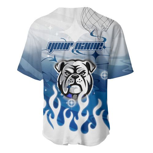 Personalized Canterbury Bankstown Bulldogs Baseball Jersey Y2K Grunge Aesthetic With Cyber Flames and Starburst Graphics