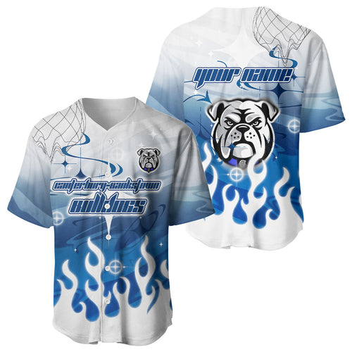 Personalized Canterbury Bankstown Bulldogs Baseball Jersey Y2K Grunge Aesthetic With Cyber Flames and Starburst Graphics