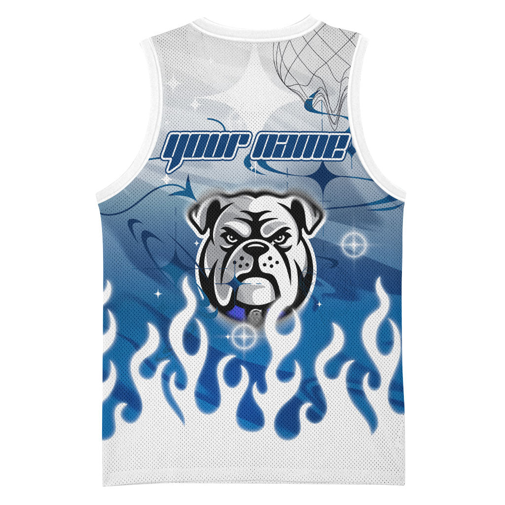 Personalized Canterbury Bankstown Bulldogs Basketball Jersey Y2K Grunge Aesthetic With Cyber Flames and Starburst Graphics