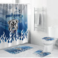 Personalized Canterbury Bankstown Bulldogs Bathroom Set Y2K Grunge Aesthetic With Cyber Flames and Starburst Graphics