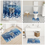 Personalized Canterbury Bankstown Bulldogs Bathroom Set Y2K Grunge Aesthetic With Cyber Flames and Starburst Graphics
