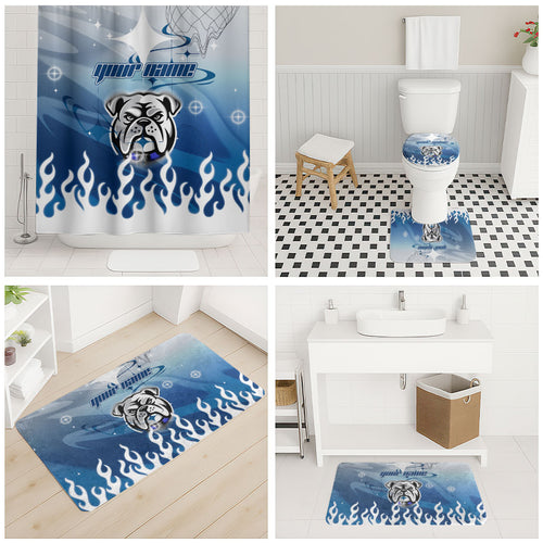 Personalized Canterbury Bankstown Bulldogs Bathroom Set Y2K Grunge Aesthetic With Cyber Flames and Starburst Graphics