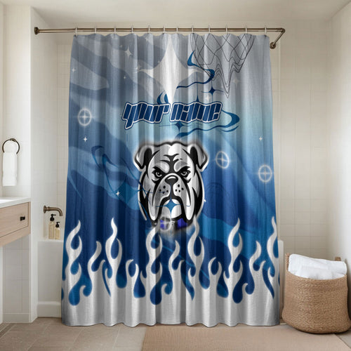 Personalized Canterbury Bankstown Bulldogs Bathroom Set Y2K Grunge Aesthetic With Cyber Flames and Starburst Graphics