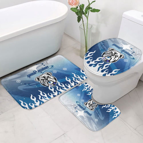 Personalized Canterbury Bankstown Bulldogs Bathroom Set Y2K Grunge Aesthetic With Cyber Flames and Starburst Graphics