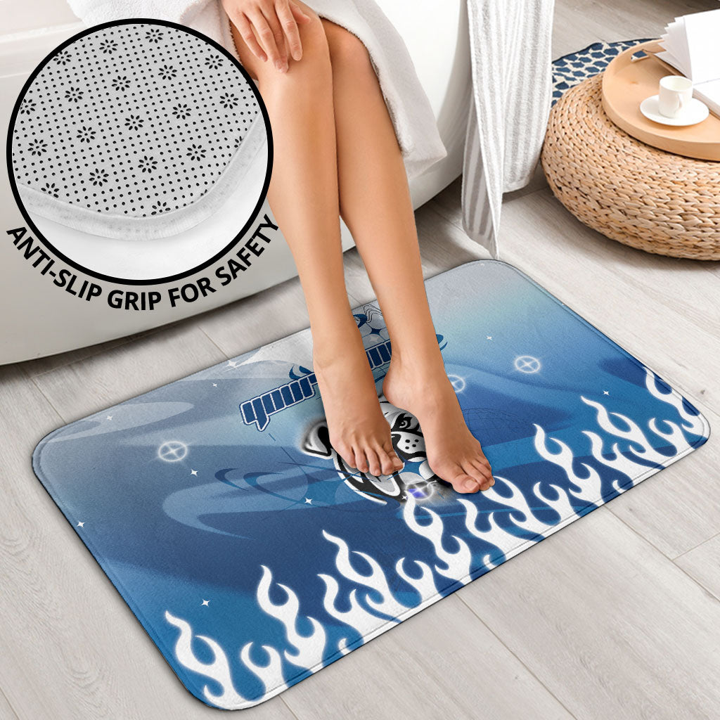 Personalized Canterbury Bankstown Bulldogs Bathroom Set Y2K Grunge Aesthetic With Cyber Flames and Starburst Graphics