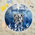 Personalized Canterbury Bankstown Bulldogs Beach Blanket Y2K Grunge Aesthetic With Cyber Flames and Starburst Graphics