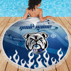 Personalized Canterbury Bankstown Bulldogs Beach Blanket Y2K Grunge Aesthetic With Cyber Flames and Starburst Graphics
