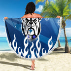 Personalized Canterbury Bankstown Bulldogs Beach Blanket Y2K Grunge Aesthetic With Cyber Flames and Starburst Graphics