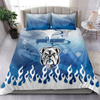 Personalized Canterbury Bankstown Bulldogs Bedding Set Y2K Grunge Aesthetic With Cyber Flames and Starburst Graphics