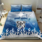 Personalized Canterbury Bankstown Bulldogs Bedding Set Y2K Grunge Aesthetic With Cyber Flames and Starburst Graphics