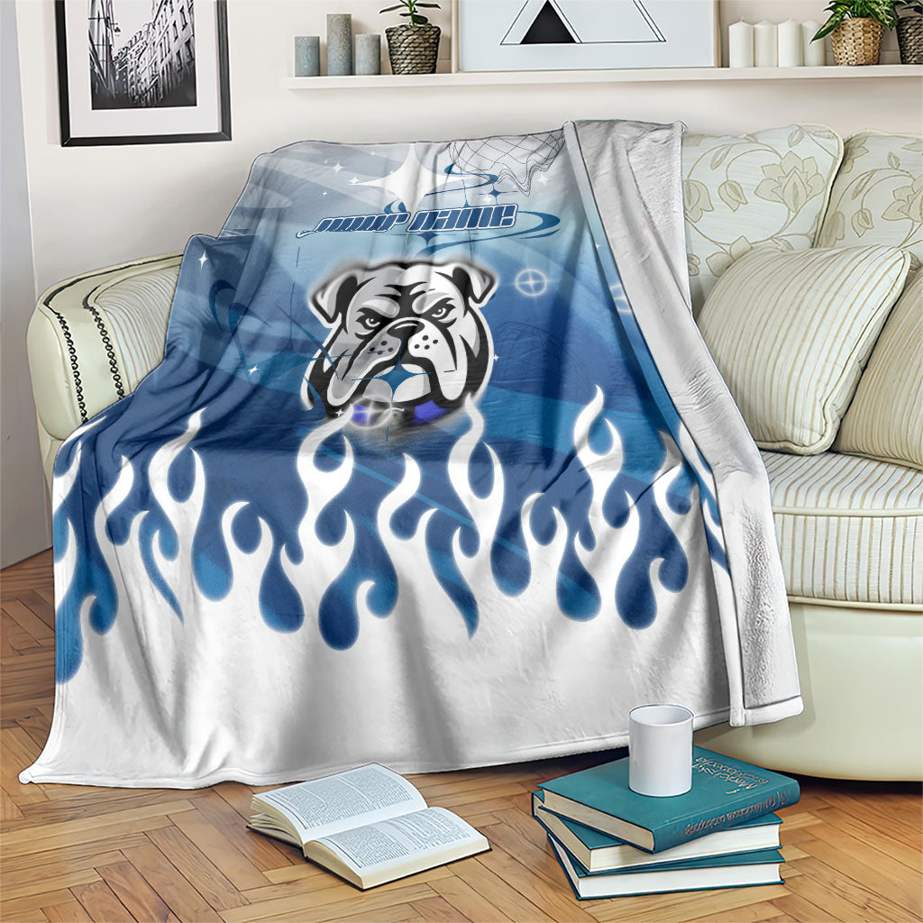 Personalized Canterbury Bankstown Bulldogs Blanket Y2K Grunge Aesthetic With Cyber Flames and Starburst Graphics