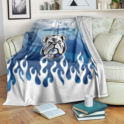 Personalized Canterbury Bankstown Bulldogs Blanket Y2K Grunge Aesthetic With Cyber Flames and Starburst Graphics