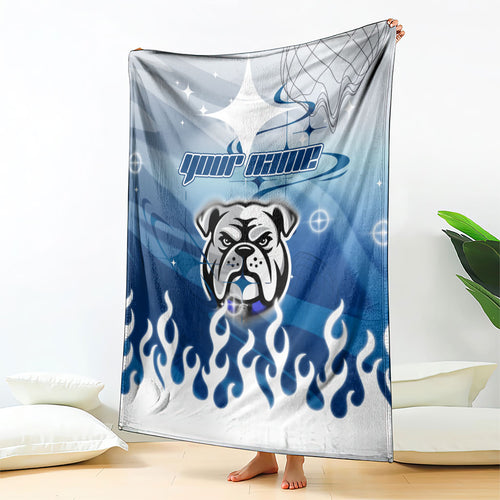 Personalized Canterbury Bankstown Bulldogs Blanket Y2K Grunge Aesthetic With Cyber Flames and Starburst Graphics