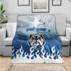 Personalized Canterbury Bankstown Bulldogs Blanket Y2K Grunge Aesthetic With Cyber Flames and Starburst Graphics