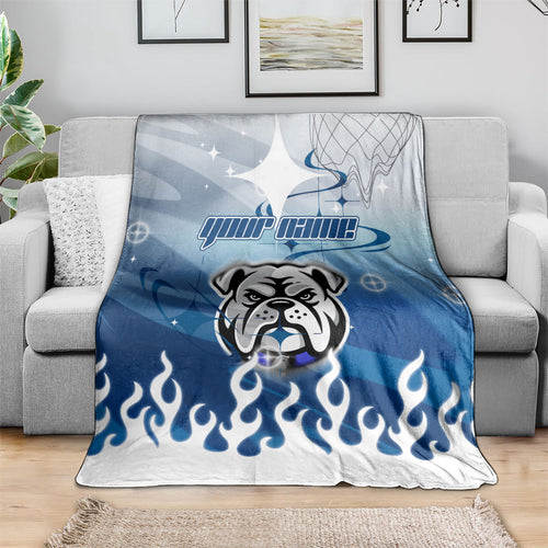 Personalized Canterbury Bankstown Bulldogs Blanket Y2K Grunge Aesthetic With Cyber Flames and Starburst Graphics