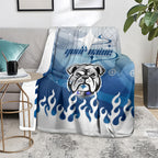 Personalized Canterbury Bankstown Bulldogs Blanket Y2K Grunge Aesthetic With Cyber Flames and Starburst Graphics