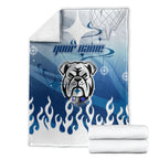 Personalized Canterbury Bankstown Bulldogs Blanket Y2K Grunge Aesthetic With Cyber Flames and Starburst Graphics