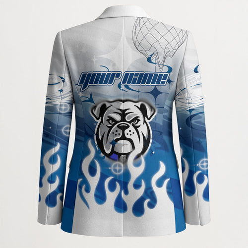 Personalized Canterbury Bankstown Bulldogs Blazer Y2K Grunge Aesthetic With Cyber Flames and Starburst Graphics